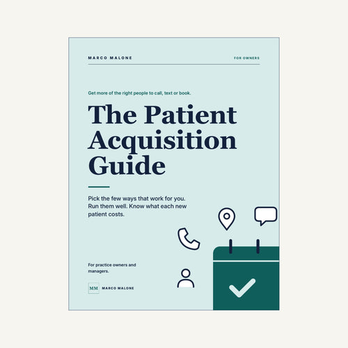 The cover of The Patient Acquisition Guide by Marco Malone.