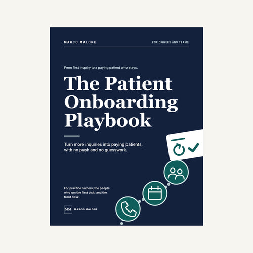 The cover of The Patient Onboarding Playbook by Marco Malone.