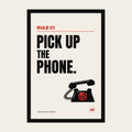 Pick Up the Phone sales poster, Rule 01, in a black frame