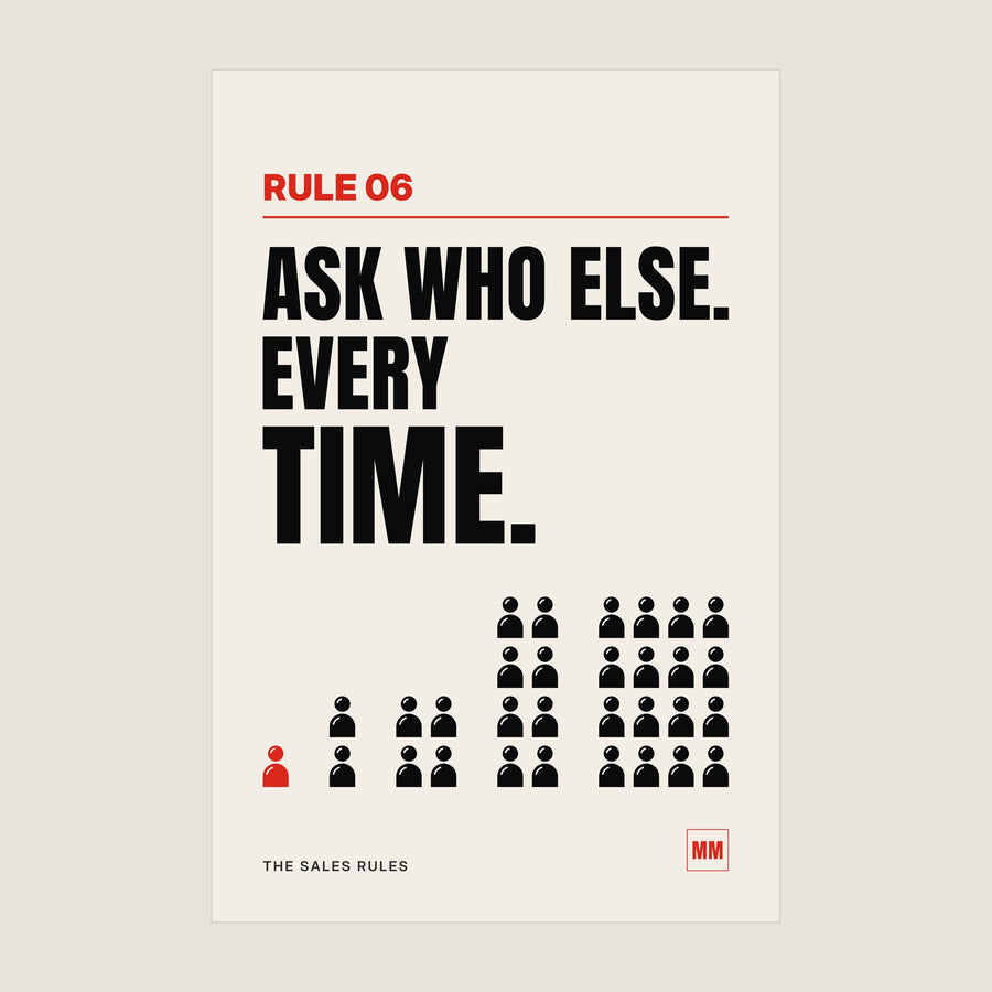 Ask Who Else Every Time sales poster, Rule 06, unframed matte print