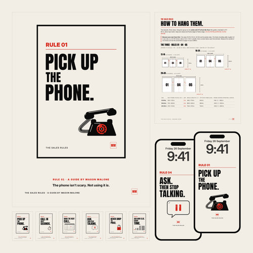 What you get with a Sales Rules poster: Mason's guide to the rule, plus phone wallpapers and a hanging guide, all by email