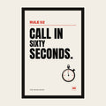 Call in Sixty Seconds sales poster, Rule 02, in a wooden frame in a black finish with a perspex front